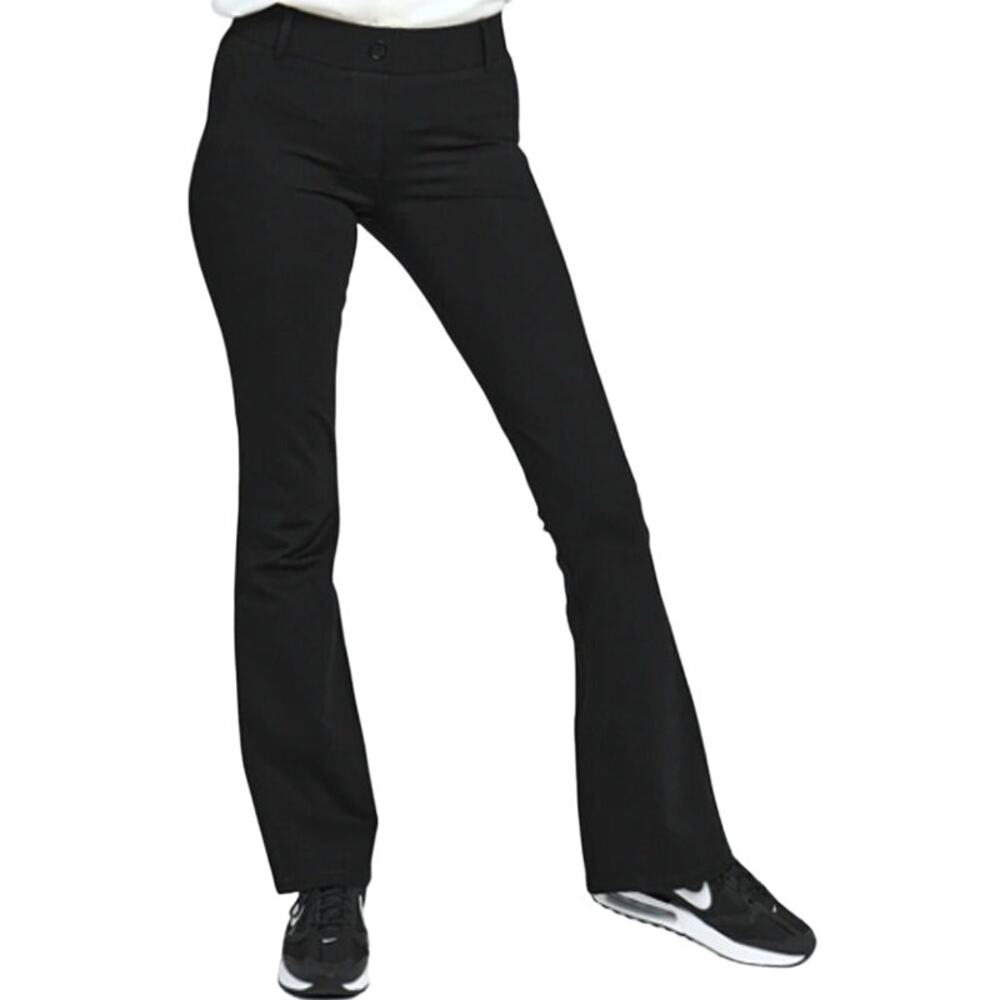 Betabrand Classic Dress Yoga Bootcut Pant Flared Faux Pocket Stretch Mid Black L